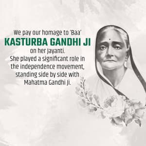 Kasturba Gandhi Jayanti whatsapp status poster