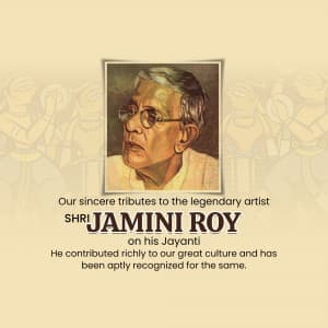 Jamini Roy Jayanti whatsapp status poster