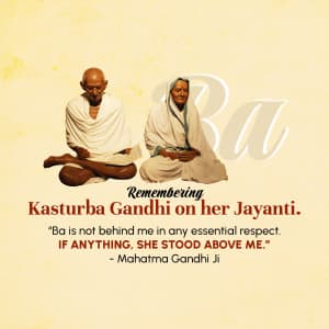 Kasturba Gandhi Jayanti Facebook Poster