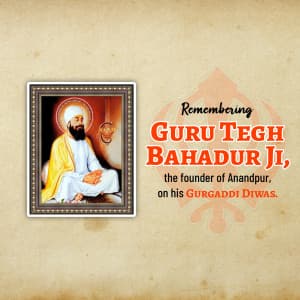 Guru Tegh Bahadur Gurgaddi Diwas Facebook Poster