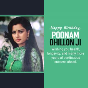 Poonam Dhillon Birthday event advertisement