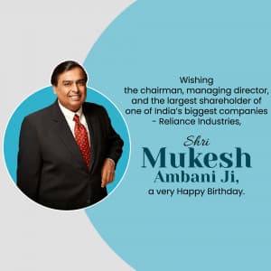 Mukesh Ambani Birthday whatsapp status poster