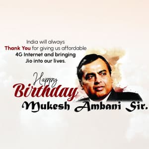 Mukesh Ambani Birthday Facebook Poster