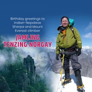 Jamling Tenzing Norgay birthday graphic