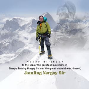 Jamling Tenzing Norgay birthday Facebook Poster