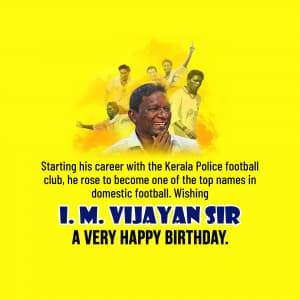 I.M. Vijayan Birthday marketing poster