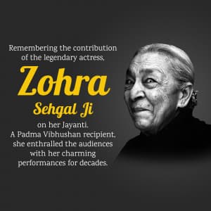 Zohra Sehgal Jayanti graphic