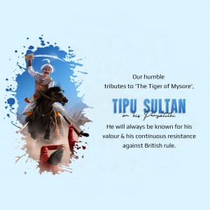 Tipu Sultan Punyatithi whatsapp status poster