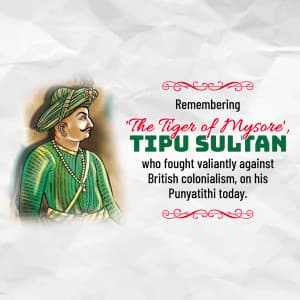 Tipu Sultan Punyatithi event advertisement