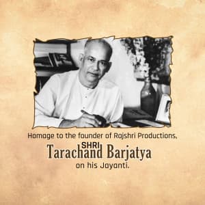 Tarachand Barjatya Jayanti graphic