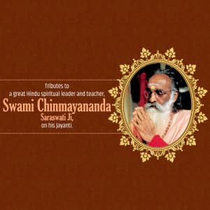Swami Chinmayananda Saraswati Jayanti marketing poster