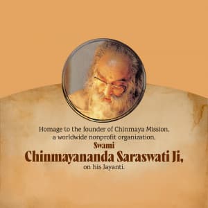 Swami Chinmayananda Saraswati Jayanti graphic