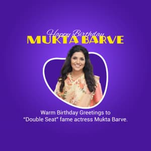 Mukta Barve Birthday marketing flyer