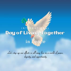 International Day of Living Together in Peace event advertisement