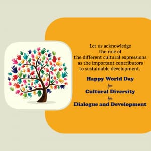 World Day for Cultural Diversity for Dialogue and Development whatsapp status poster