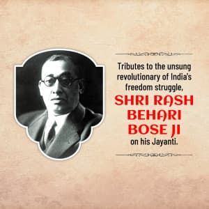 Rash Behari Bose Jayanti marketing poster