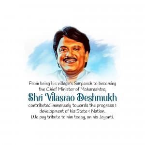 Vilasrao Deshmukh Jayanti marketing poster