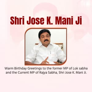 Jose K. Mani Birthday event poster