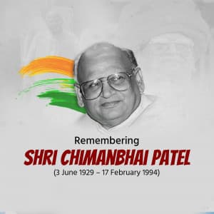 Chimanbhai Patel Jayanti marketing flyer