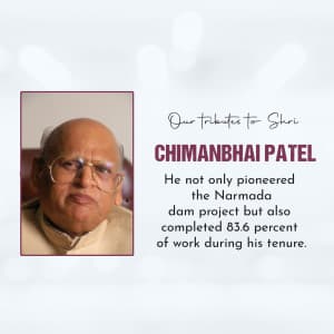 Chimanbhai Patel Jayanti Facebook Poster