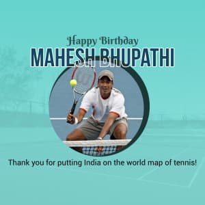 Mahesh Bhupathi Birthday marketing flyer