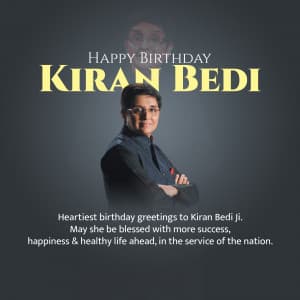 Kiran Bedi Birthday whatsapp status poster