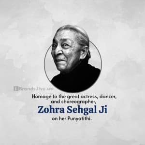 Zohra Sehgal Punyatithi whatsapp status poster