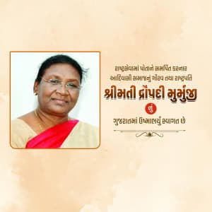 Draupadi Murmu Welcome  Gujarat Instagram banner