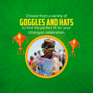 Goggles and hats event advertisement