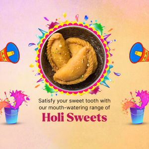 Holi Sweets & Snacks whatsapp status poster