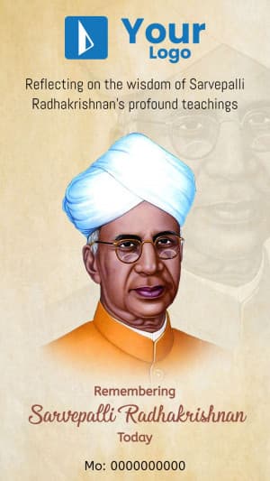 Sarvepalli Radhakrishnan Jayanti Insta Story flyer