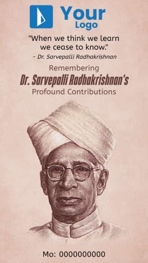 Sarvepalli Radhakrishnan Jayanti Insta Story Instagram banner