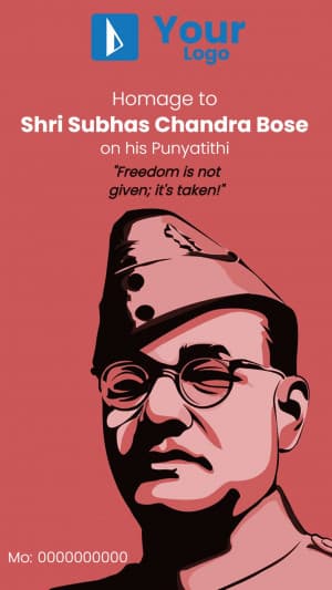 Subhas Chandra Bose Punyatithi Insta Story banner