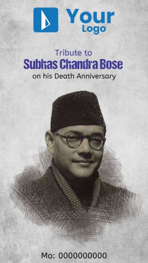 Subhas Chandra Bose Punyatithi Insta Story flyer