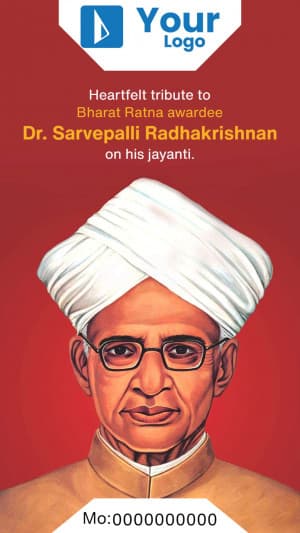 Sarvepalli Radhakrishnan Jayanti Insta Story graphic