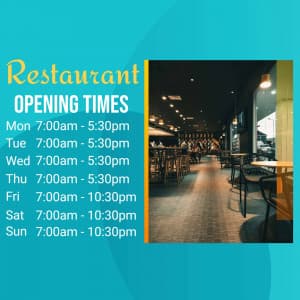 Opening Hours marketing flyer