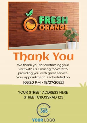 Thank You For Appointment Social Media template