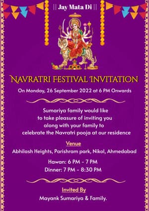 Navratri Invitation poster