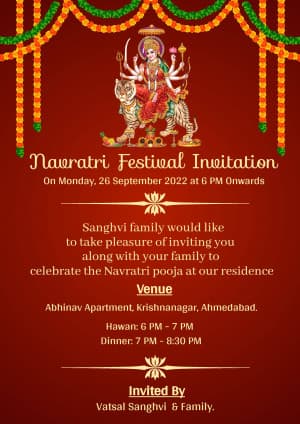 Navratri Invitation custom template