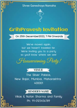 Home Inauguration (Invitation) whatsapp status template