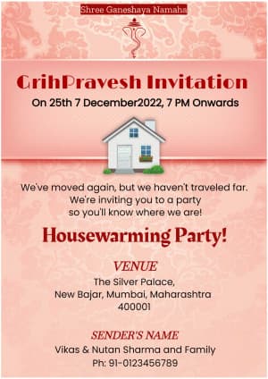 Home Inauguration (Invitation) Facebook Poster