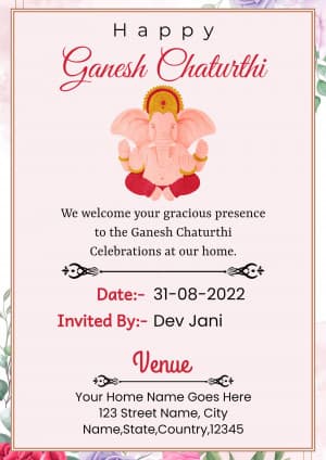 Ganesh Darshan Invitation Instagram Post template