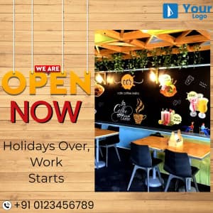 We Are Open & We Are Close Now Instagram Post template