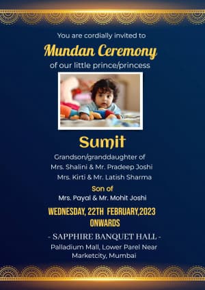 Mundan Ceremony (Invitation) Social Media poster