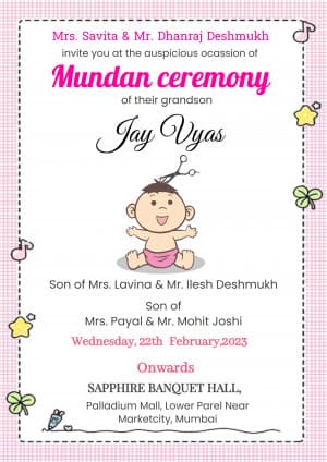 Mundan Ceremony (Invitation) whatsapp status template