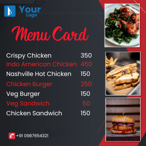 Menu card facebook template