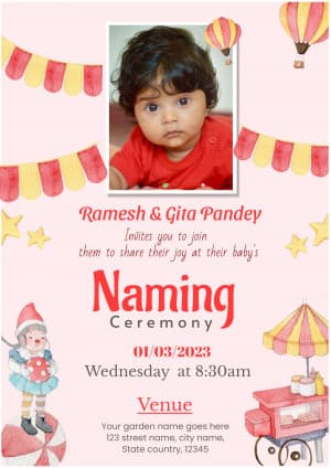 Naming Ceremony (Invitation) whatsapp status template