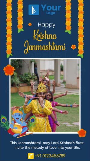 Janmashtami Story Template marketing poster