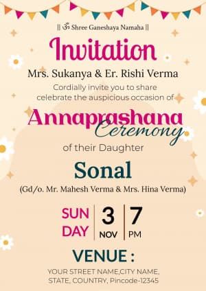 Annaprashan Ceremony(Invitation) template