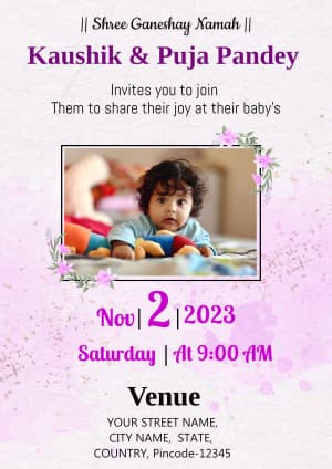 Naming Ceremony (Invitation) poster Maker